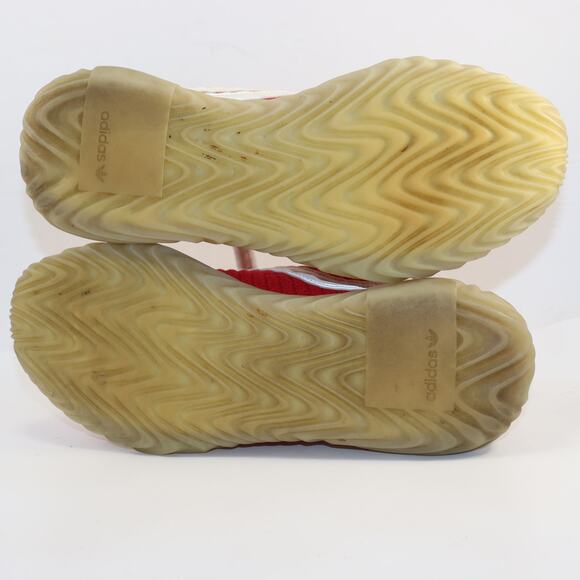 Adidas Sobakov Red Knit Sneakers Size 12 Scarlet White Gum Sole - Picture 5 of 7